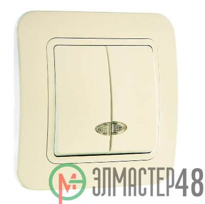 Выключатель 2-кл. СП Lillium 10А IP20 с подсветкой крем./крем. Makel 70223