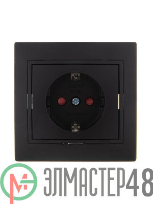 Розетка 1-м СП Мира защ. шторки с заземл. керамика черн. бархат LEZARD 701-4242-124