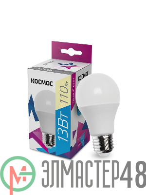 Лампа светодиодная A60 13Вт 3000К E27 220В КОСМОС LkecLED13wA60E2730
