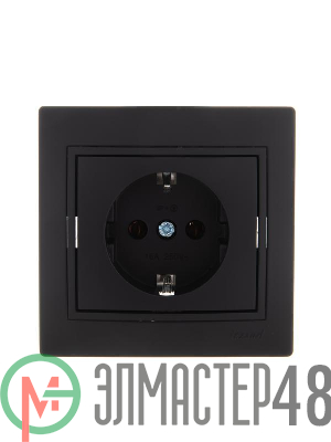 Розетка 1-м СП Мира керам. с заземл.черн. бархат LEZARD 701-4242-122