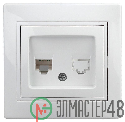 Розетка СП Plano 1-303-01 информационная RJ45 IP20 бел. Intro Б0027621