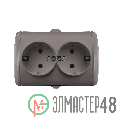 Розетка 2-м ОП Клио 16А IP44 с заземл. сер. UNIVersal К2231-Gr