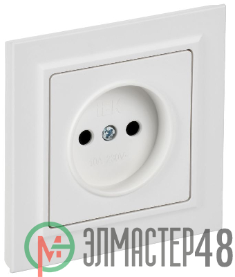 Розетка BRITE РСР10-1-0-БрАБ 10А в сборе без заземл. без защ. шторок арктич. бел. IEK BR-R10-10-K91-F