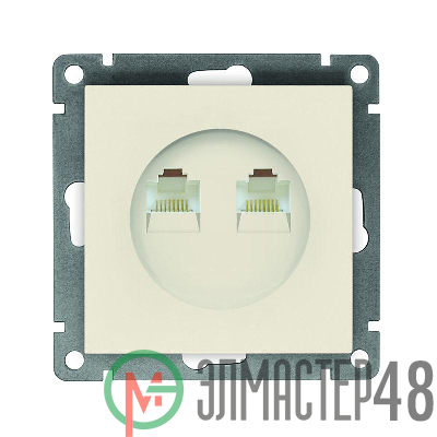 Розетка компьютерная 2-м СП Афина RJ45 кат.5E механизм сл. кость (ivory) Universal A1086-I