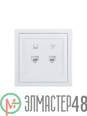 Розетка компьютер+телефон СП ZIMA бел. LEZARD 704-0288-143