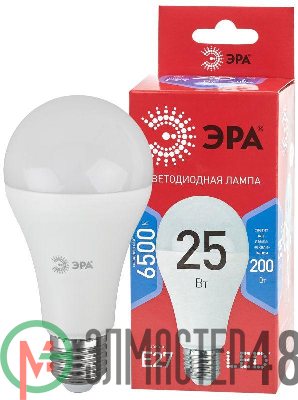 Лампа светодиодная ECO LED A65-25W-865-E27 R (диод груша 25Вт холодн. E27) (10/100/1200) Эра Б0048011