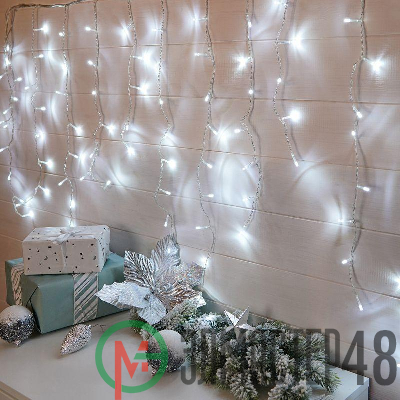 Гирлянда светодиодная "Бахрома" 3х0.8м 200LED бел. провод прозр. Neon-Night 255-065