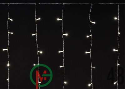 Гирлянда "Бахрома" 4.5х0.7м 200LED тепл. бел. IP44 провод прозр. 230В транзит IEK LGDU301-1-200-L3-T-S-44