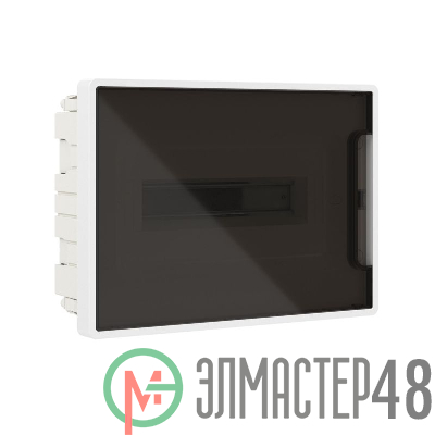Щиток встраиваемый FRAME 12мод с тонированной дверцей с 2 шинами PEN на 6 и 8 отверст. бел. DKC F12B1WD