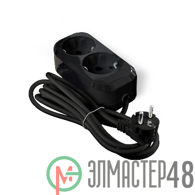 Удлинитель 2х3м с заземл. 16А IP20 Е-302 ПВС 3х1 АБС-пластик черн. UNIVersal 2176