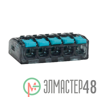 Клемма строительно-монтажная OptiKit СМК 221-415 с рычагом 5 отверстий 0.2-2.5(4.0)кв.мм КЭАЗ 351069