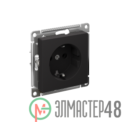 Розетка AtlasDesign 16А с заземл. быстрозажим. клем. механизм карбон SE ATN001043S