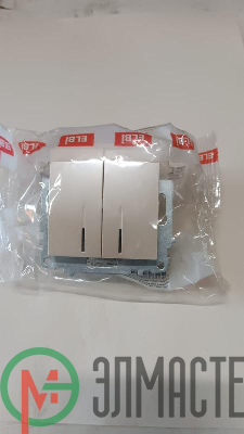 Выключатель 2-кл. СП Zena 10А IP20 с LED-подсветкой механизм жемчуж. ABB 609-012500-203