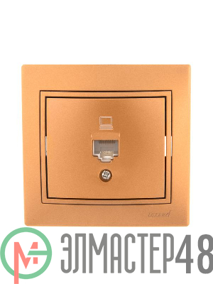 Розетка компьютерная 1-м СП Мира RJ45 метал. зол. Lezard 701-1313-139