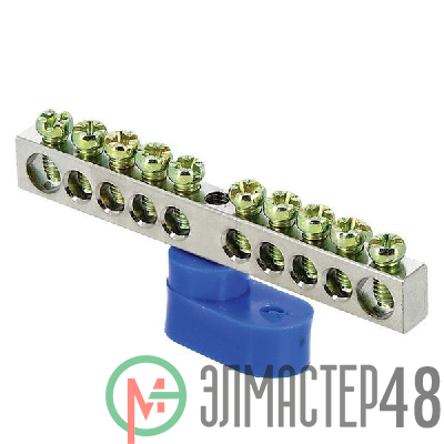 Шина нулевая N 6х9 10 отвер. никель син. угловой изолятор PROxima EKF sn1-63-10-1