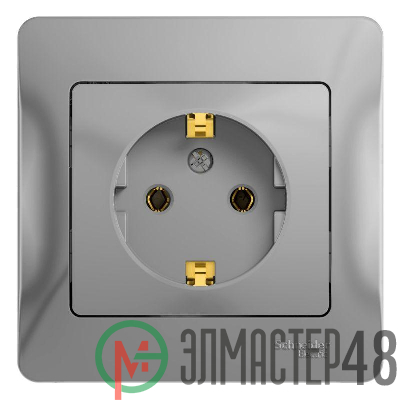 Розетка 1-м СП Glossa 16А с заземл. в сборе алюм. SchE GSL000342