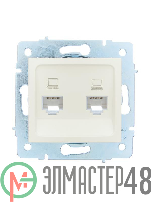 Розетка компьютерная 2-м СП ASTI IP20 RJ45 механизм жемчуж./бел. перламутр. LEZARD 7081-3088-141