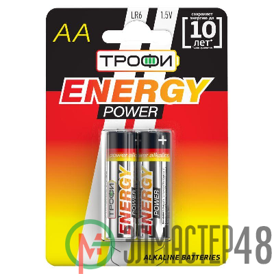Элемент питания алкалиновый AA/LR6-2BL (блист.2шт) Трофи C0034926