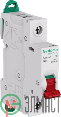 Выключатель нагрузки 1п 63А Systeme9 230В SE S9S40163