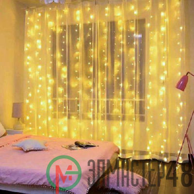Гирлянда ENIG - 320W дождь/занавес 3х2м 320 LED тепл. бел. 8 режимов 220В IP20 Эра Б0051872