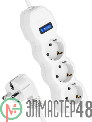 Удлинитель 3х5м с заземл. 10А IP20 с выкл. ПВС 3х0.75 Космос YKsm5m-3g-Z-V(10A)P