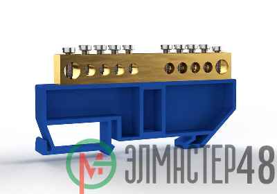 Шина нулевая на DIN-изоляторе 8х12мм 10 отвер. латунь TOKOV ELECTRIC TKE-BCB-812-10-DIN/N