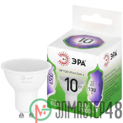 Лампа светодиодная GREEN LINE MR16-10W-865-GU10 GL 10Вт софит 6500К свет холод. GU10 Эра Б0066981
