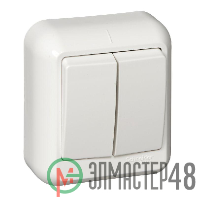 Выключатель 2-кл. ОП Прима 6А IP20 монтаж. пласт. бел. (розн. упак) SchE A56-029M-BI