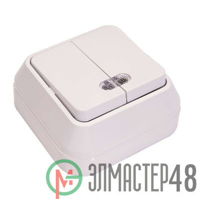 Выключатель 2-кл. ОП 10А IP20 с подсветкой бел. Makel 45123
