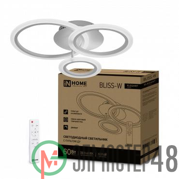 Светильник светодиодный ELEGANT BLISS-W 60Вт 230В 3000-6500К 4700лм 500х500х140мм с пультом ДУ бел. IN HOME 4690612043364