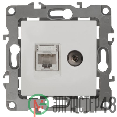 Розетка компьютерная + телевизионная Эра12 12-3110-01 RJ45 + TV IP20 бел. Эра Б0027441