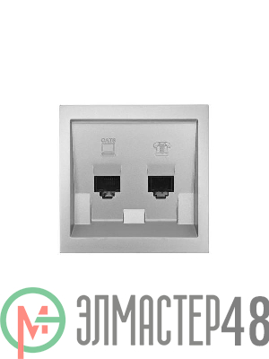 Розетка компьютер+телефон СП ZIMA IP20 с модулем Cat 6 сер. матов. LEZARD 704-7488-144