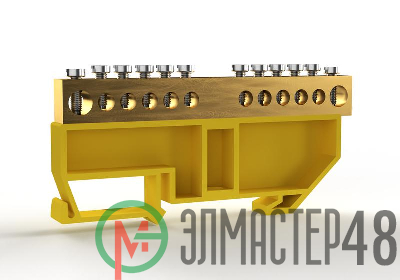 Шина PE "земля" на DIN-изоляторе 8х12мм 12 отвер. латунь TOKOV ELECTRIC TKE-BCB-812-12-DIN/PE