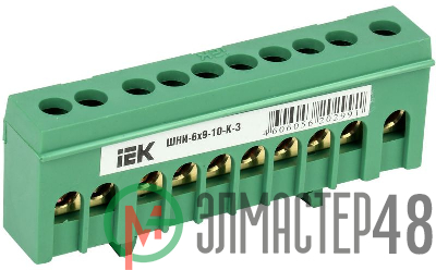 Шина PE "земля" в корп. изол. на DIN-рейку ШНИ-6х9-10-К-З ИЭК YNN10-69-10KD-K06