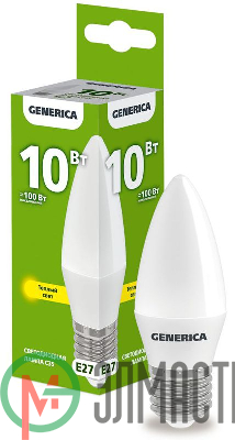 Лампа светодиодная C35 10Вт свеча 3000К E27 230В GENERICA LL-C35-10-230-30-E27-G