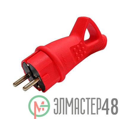 Вилка электрическая 1-м с ушком каучук красн. UNIVersal 3071