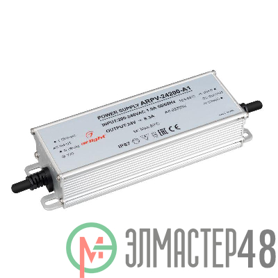Блок питания ARPV-24200-A1 24В 8.3А 200Вт IP67 метал. 3 года Arlight 033092
