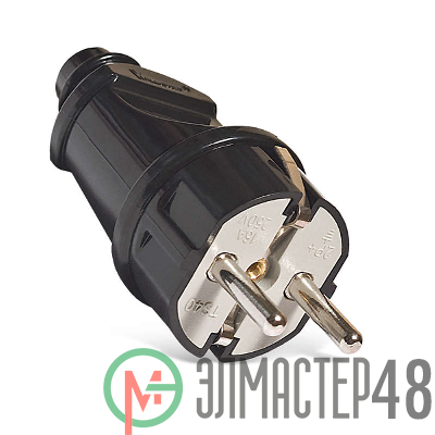 Вилка электрич. с заземл. прям. черн. 16А 250В (еврослот) UNIVersal А1010