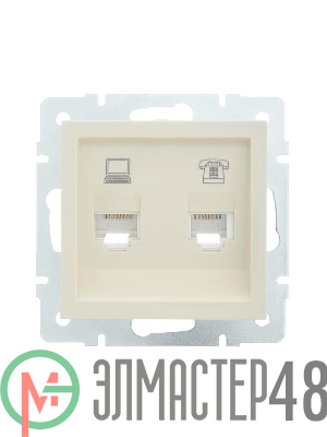 Розетка компьютерная + телефонная 1-м СП Vesna механизм крем. LEZARD 742-0388-143