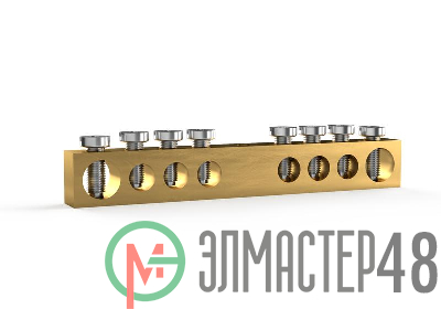 Шина PEN "земля-ноль" 6х9мм 8 отвер. латунь TOKOV ELECTRIC TKE-BCB-69-8-N/PEN