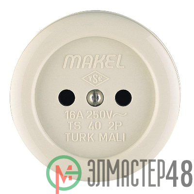 Розетка 1-м ОП 16А IP20 круглая без заземл. Makel 16012