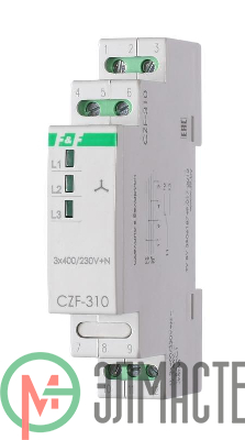Реле контроля фаз CZF-310 (1 модуль; монтаж на DIN-рейке; 3х400/230+N 8А 1NO/NC IP20) F&F EA04.001.005