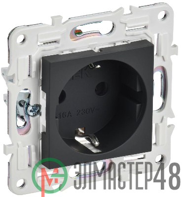 Розетка SKANDY 16А с заземл. защ. штроки SK-R04G графит IEK SK-R14-16-K53