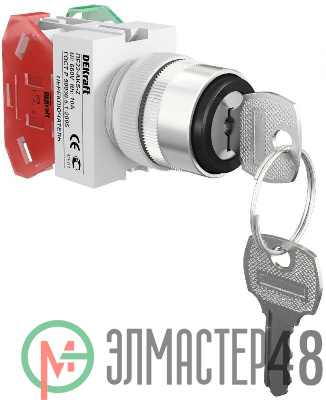 Переключатель на 2 положения I-O ПЕ-22 AKS-2 d22мм с ключом черн. DEKraft 25053DEK