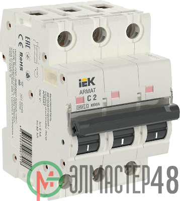 Выключатель автоматический модульный 3п C 2А M06N ARMAT IEK AR-M06N-3-C002