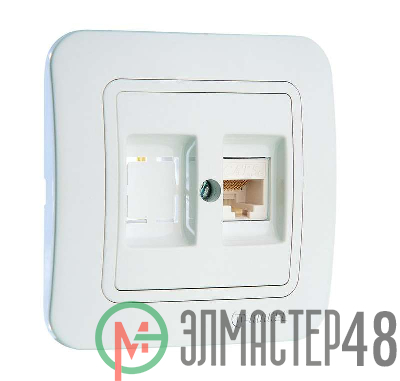 Розетка компьютерная 2-м СП Lillium 16А IP20 CAT.5e + гнездо бел./бел. Makel 70035