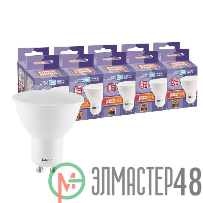 Лампа светодиодная PLED-SP 9Вт PAR16 5000К холод. бел. GU10 230В 50Гц (уп.10шт) JazzWay 2859730