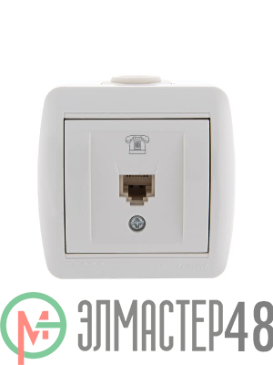 Розетка телефонная 1-м ОП Ната RJ11 бел. Lezard 710-0200-137