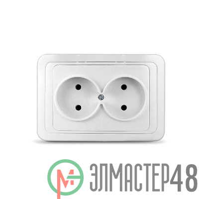 Розетка 2-м СП Валери 16А IP20 бел. Universal В0102