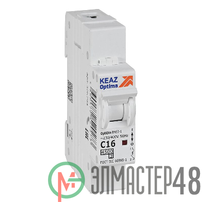 Выключатель автоматический модульный OptiDin BM63-1C16-4.5-УХЛ3 КЭАЗ 326794